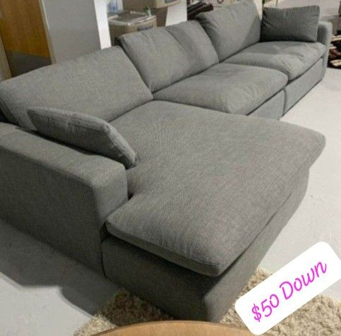 $50 Down Finance Sectional Sofa Loveseat Bedroom Set Queen Bed King Bed Dresser Chest Dining Table Chair Reclining Sectional Reclining Sofa