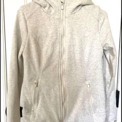 Active Life Girls Small jacket w/faux fur lining. Hood, 2 zipper pockets, thumbholes on cuffs. Cream