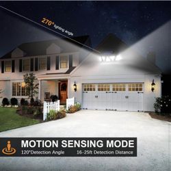 Two packs Solar outdoor Lights, 305 LED 5 Heads Solar Motion Sensor Lights with 270° Wide Angle,