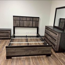 Brand New  4pc. Brown Wood Queen Bedroom Set 