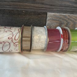 Bundle Listing of 6 Rolls of holiday ribbon and Trim