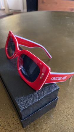 Christian Dior Red Acetate White Logo Sunglasses 
