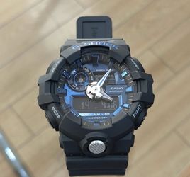 Casio GA-710 Watch Blue Black G-SHOCK Stylish Blue Metallic Dial Vintage