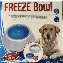 Freeze Bowl Cooling Pet Bowl - White & Blue 970 ML Really Works