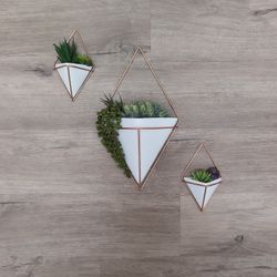 Decorative Wall Vases With Fake Succulents 