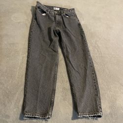 Zara Womens Gray High Rise Straight Leg Jeans Size 8 Raw Hem 100% Cotton Casual