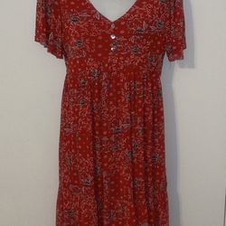 NWOT Sirenlily dress red flowers shell buttons size S