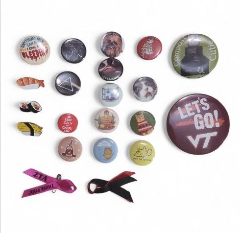 Lot Of 21 Pinbacks (2 Ribbons, 3 Brass Pins, 16 Buttons) Funny-Novelty-Sarcastic