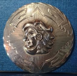 Sterling Silver Aztec Warrior Medallion -Large