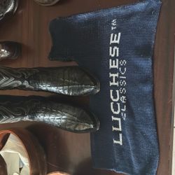 Crocodile Boots, Lucchese Black Caiman Crocodile 