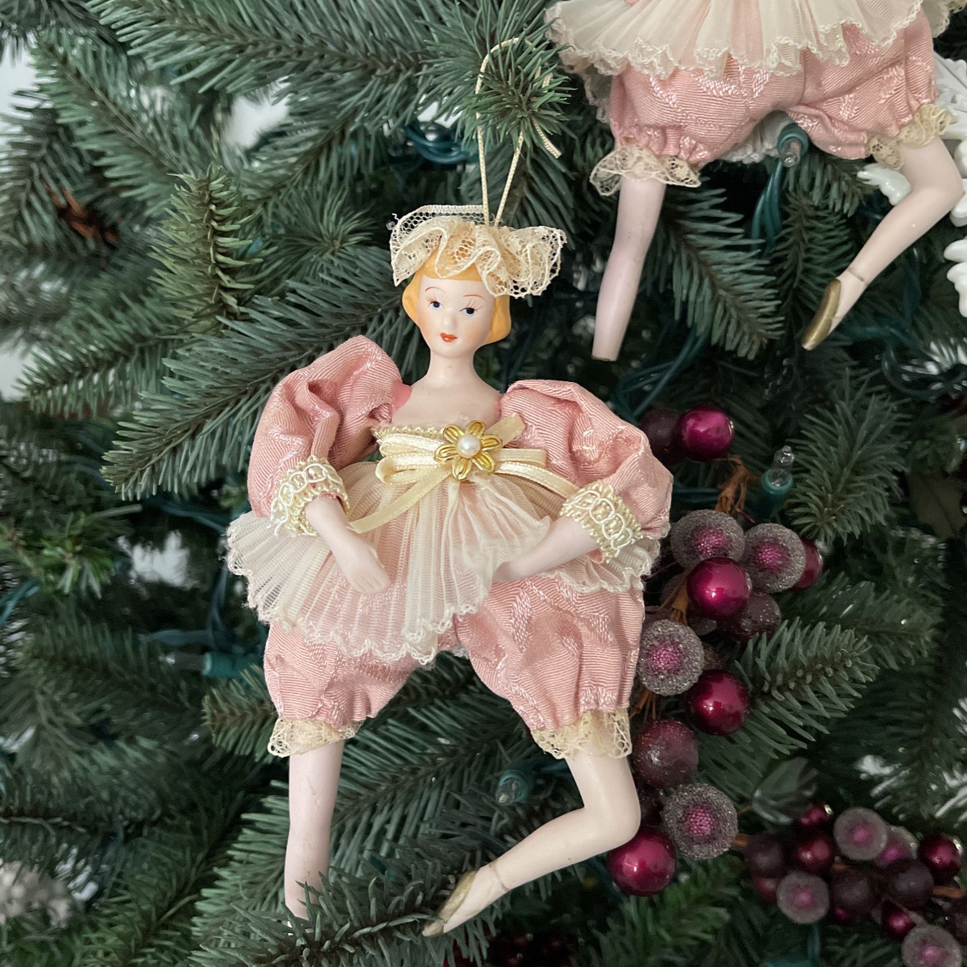 Porcelain Christmas Ballerinas Tree Ornaments , $12.00 Each