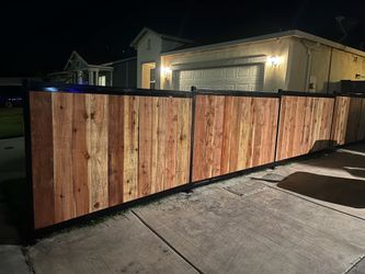 Metal and wooden fence