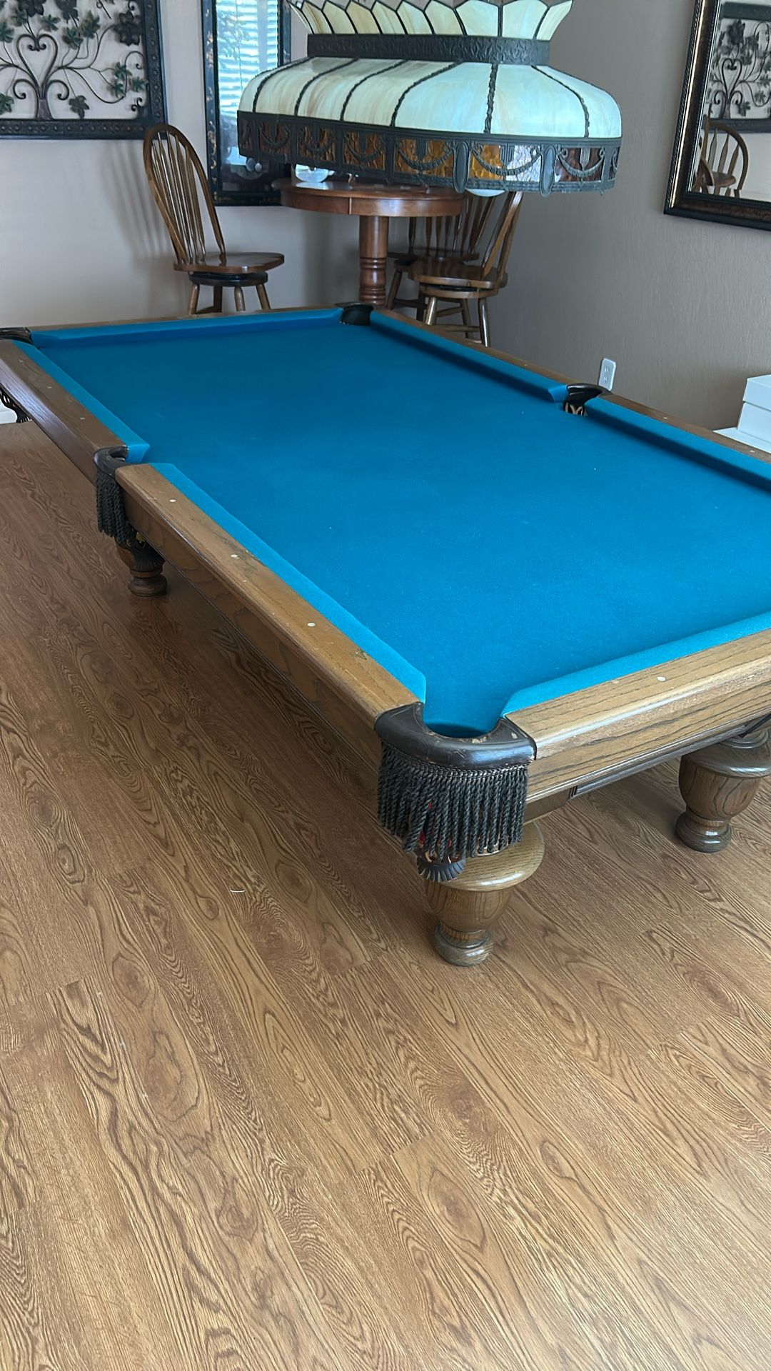 Red Co Pool Table With Cues And Rules