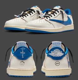 Fragment x Travis Scott x Air Jordan 1 Retro Low OG SP Sail Military Blue 12