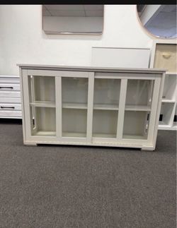 MOVING SALE Now only $95! New 42" Wooden Buffet Storage Cabinet w/ Glass Sliding Door Adjustable Shelves Console Table