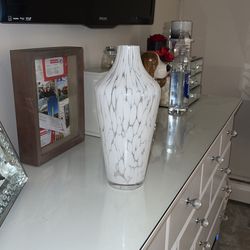 Large Glass White Vase 