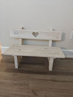 Solid Wood Heart Kids Bench