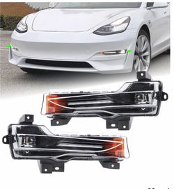 (G-26) A Pair W/LED DRL Fog Light Assembly Fit for 2017-2023 Tesla Model 3 2019-2024 Tesla Model Y Left Driver and Right Passenger Side 10D 107