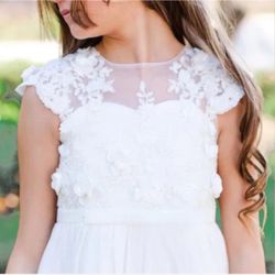 White Lace Short Sleeve Dress #013D