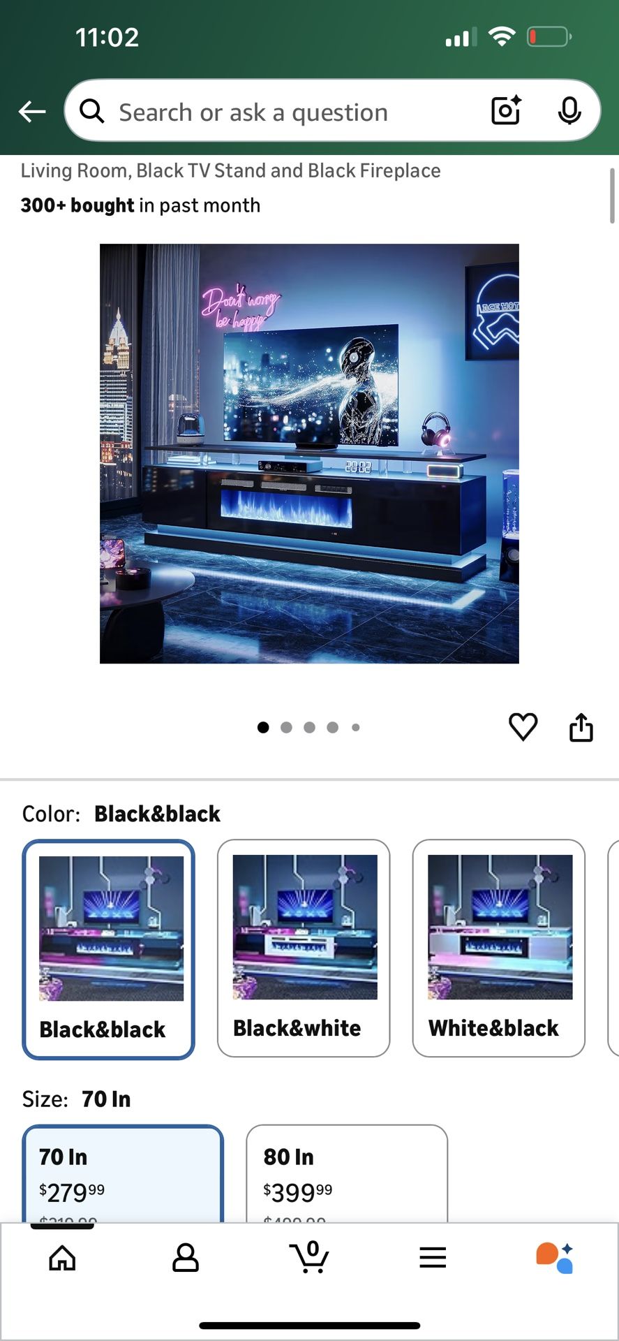 New,70”TV stand With Fireplace