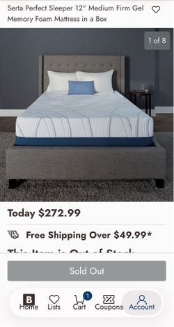 Serta Perfect Sleeper 12" Medium Firm Gel Memory Foam Mattress in a Box