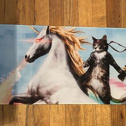 Large computer/mouse pad with cat and unicorn design 