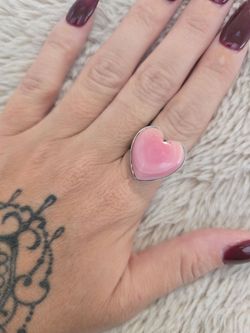 Native Pink Conch Heart Ring