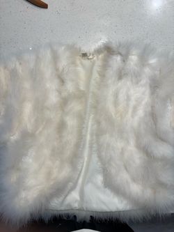 Women's White Marabou Feather Crop Jacket Shrug - Open Front Party Cardigan