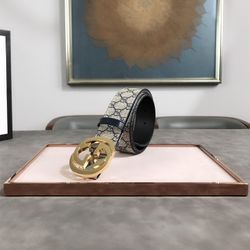 GUCCI CLASSIC PRINT GOLD BELT