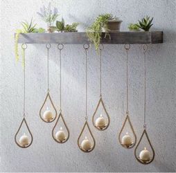 Hanging Teardrop Metal Candle Holders Set