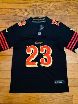 Black 49ers McCaffrey rivalry jersey