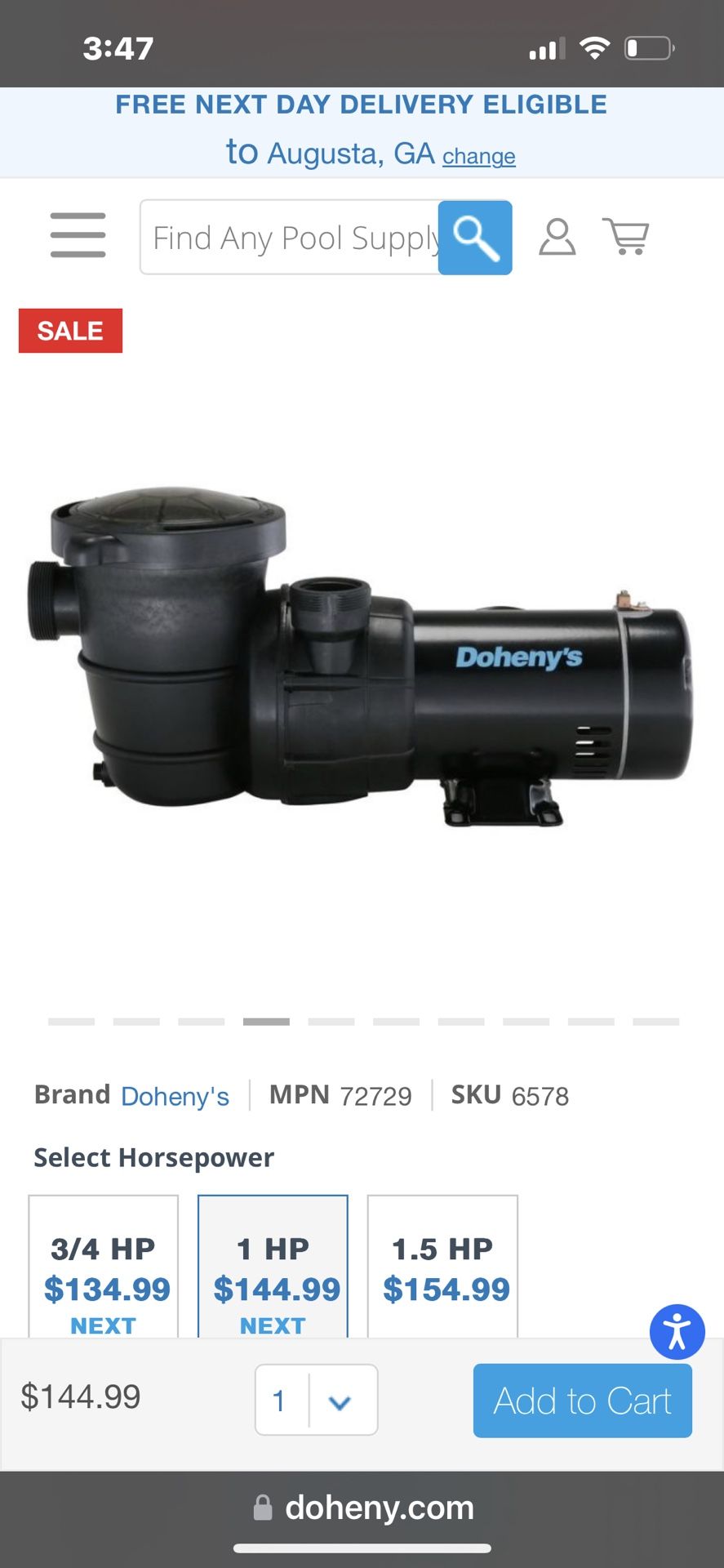 Doheny 6578 115v Above Ground Pool Pump