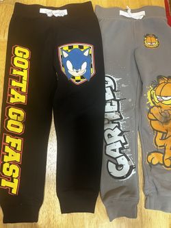 Kids Sonic & Garfield Sweatpants Size 6/7