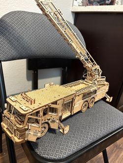 Wooden Fire Engine Moving Doors Wheels Ladder