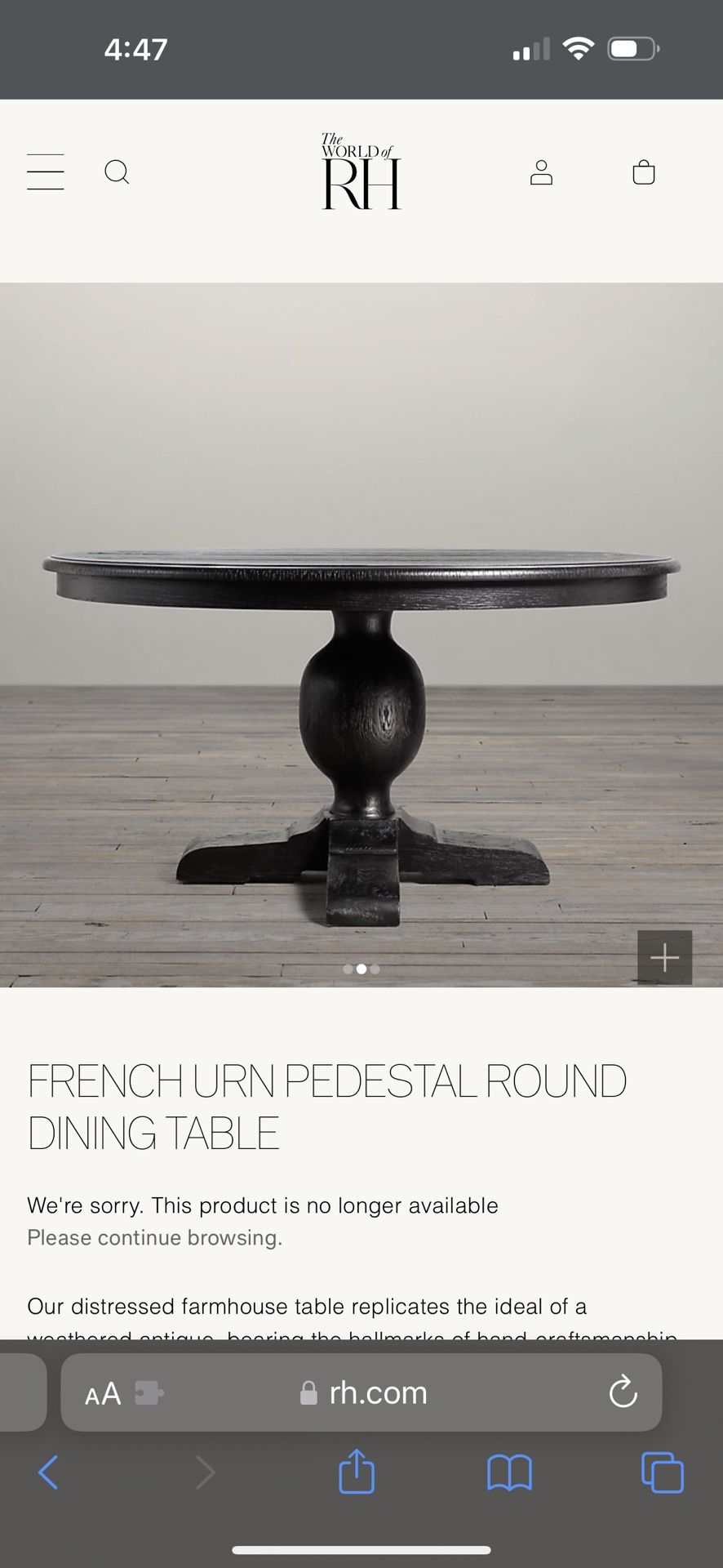 RH Dining Table