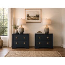 Navy MCM Refinished Side Tables / Nightstands
