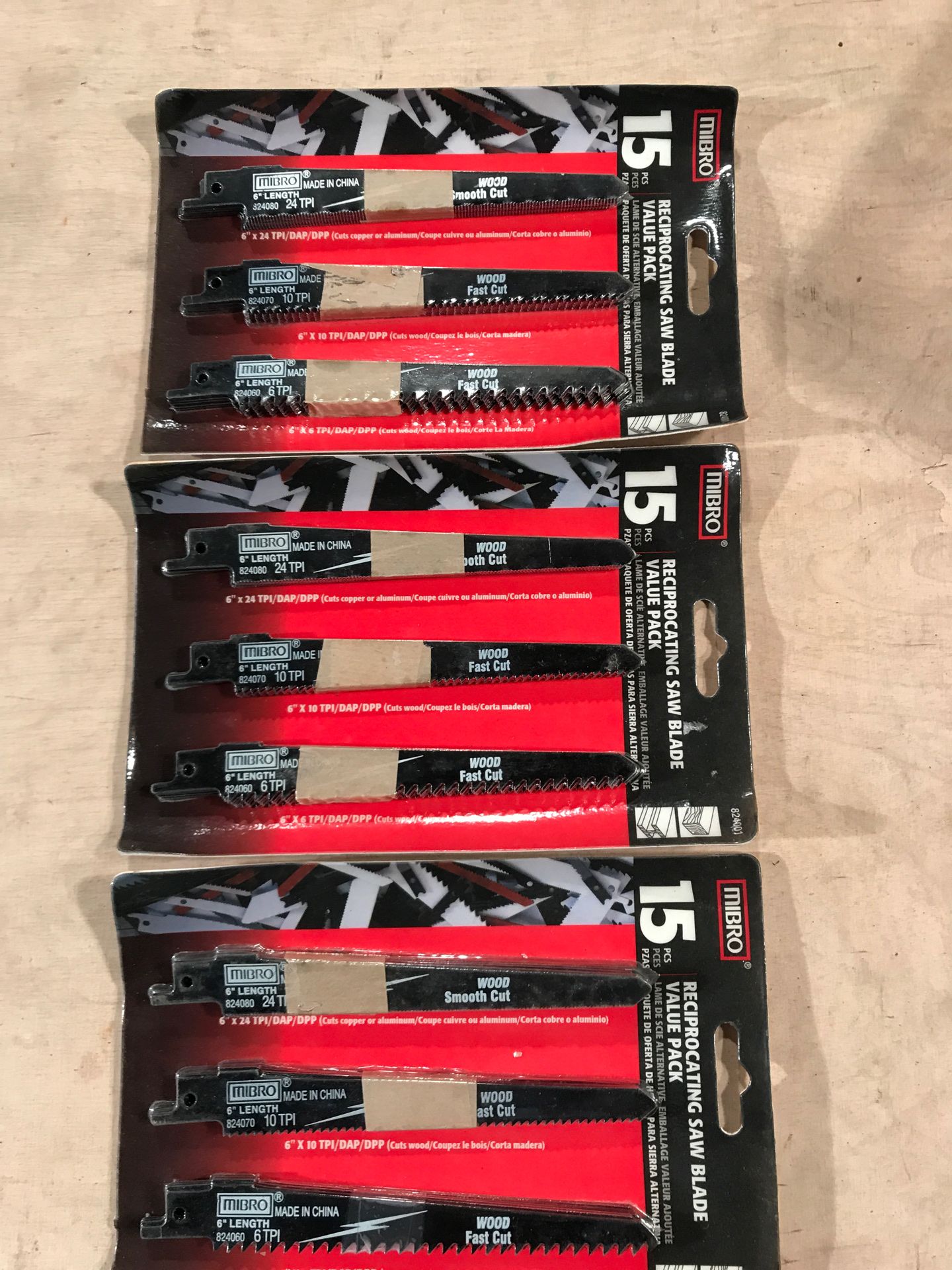 Mibro Reciprocating saw blades three packs of 15