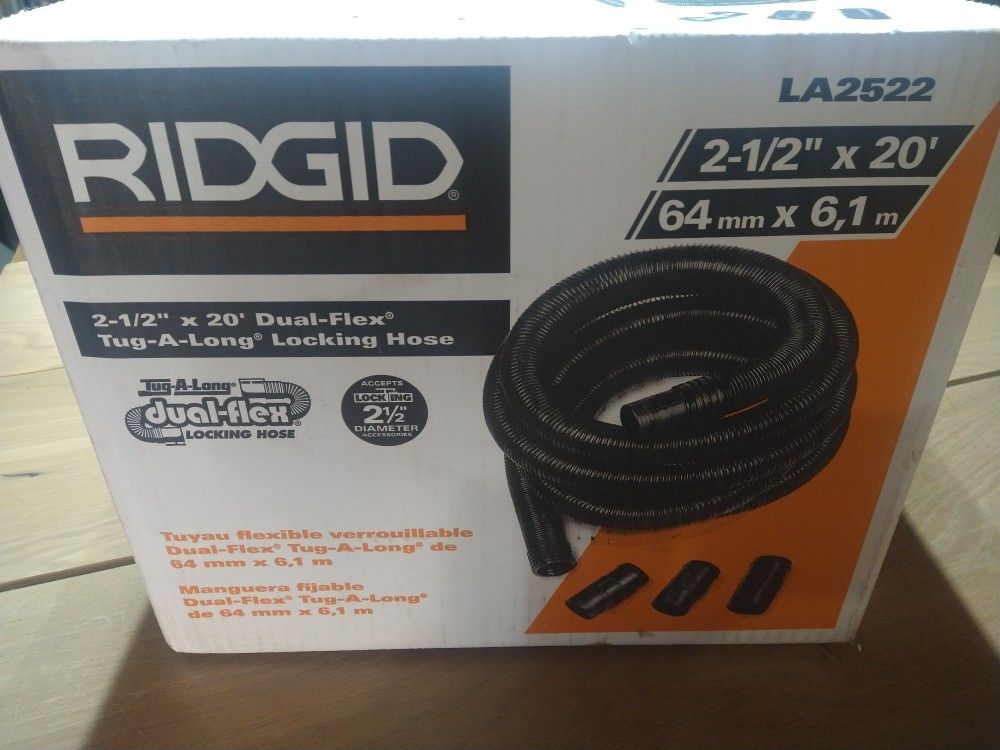 Ridgid 2 1/2 In X 20 Ft. Dual Flex Lock Vacuum Hose Kit.