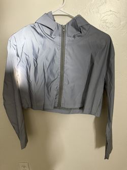 Lightweight Cropped Windbreaker – Blue Gray