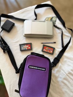 Nintendo DS Original Silver Lot + GBA Carrying Case & 2 Games