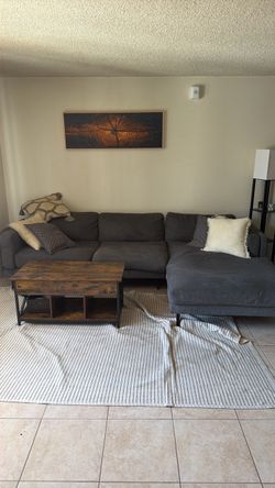 Gray Fabric Sectional Sofa with Chaise