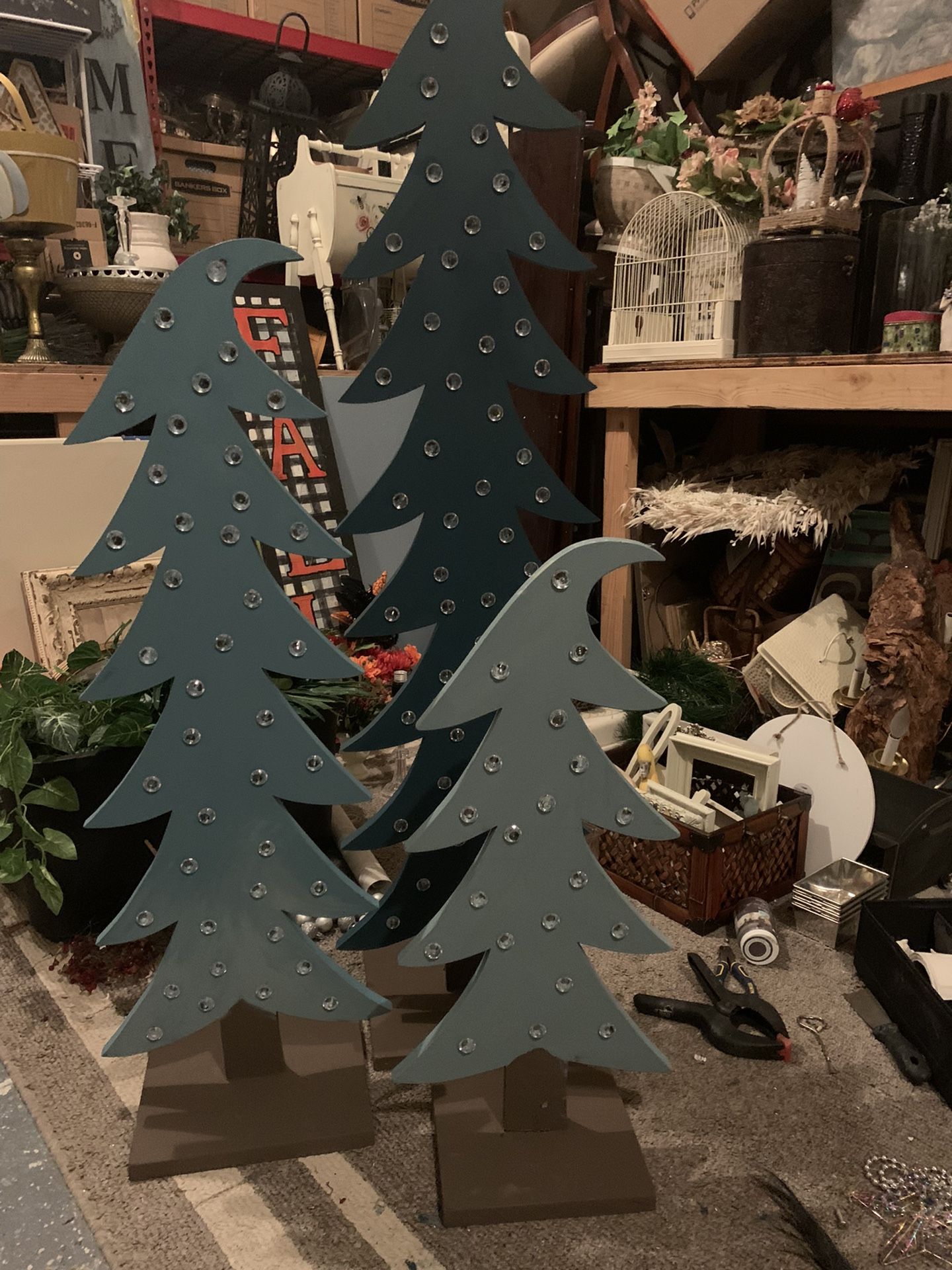 Three Handmade Christmas trees with crystals $20