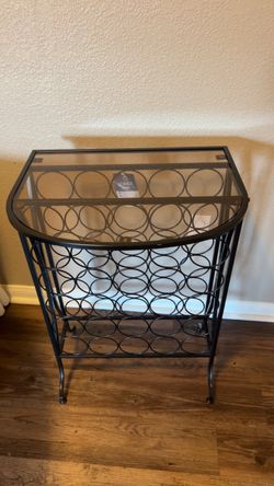 Sorbus Metal Wine Rack with Glass Top