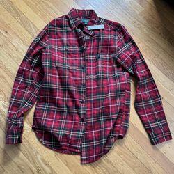 J Crew Flannel Shirt Red, New With Tags, Size Small