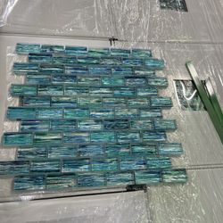 Clearance Pool Tile Iridescent  Glass Tile  1 x 2-  water feature -spas fountain -kitchen backsplash, and shower walls. 