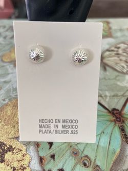 Silver 925 1/2 ball Stud Earrings Made in Mexico