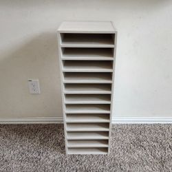 Cream Rustic Style 12 Slots Heavy Duty Wooden Paper Organizer with Adjustable Wooden Compartments