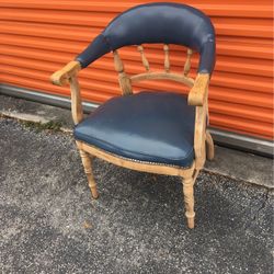 Solid Wood And Leather Vintage Chair For $65 Delivery Is Included In The Price 