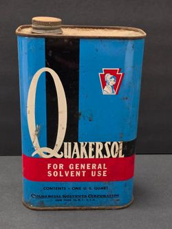 Vintage Quakersol Solvent Tin Can 1 Quart