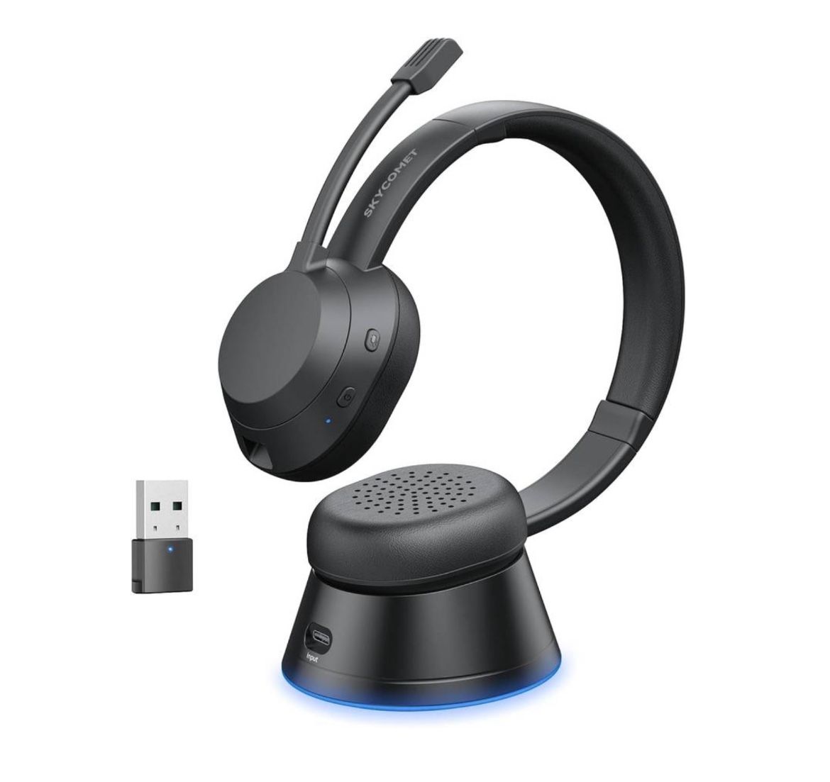 new Wireless Headset with Mic for Work, Bluetooth Headset with Microphone (Noise Cancellation), Wireless Headset with USB Dongle & Charging Dock for C